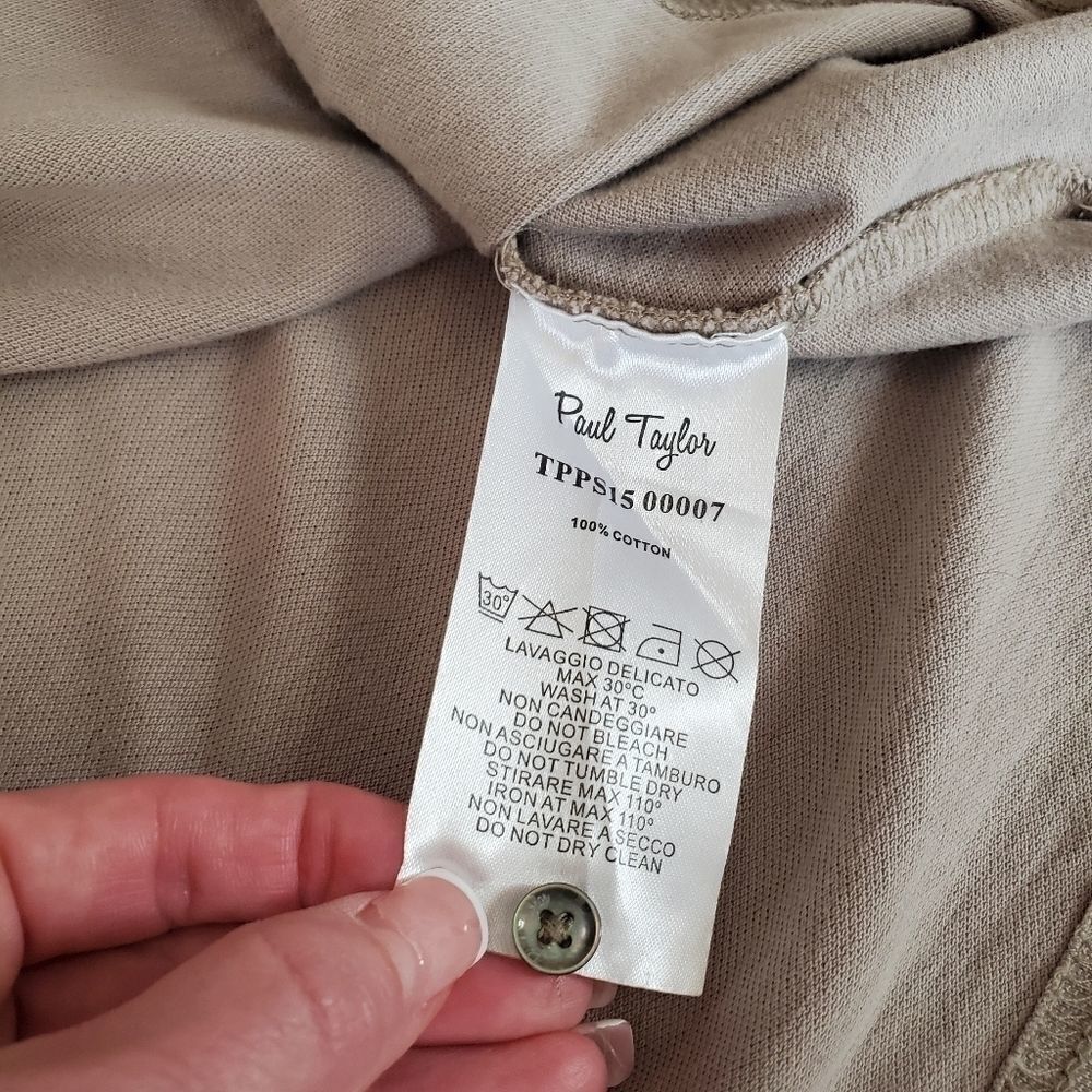 Paul Taylor Mushroom Khaki Tan Short Sleeve Polo Shirt Medium - Picture 8 of 8